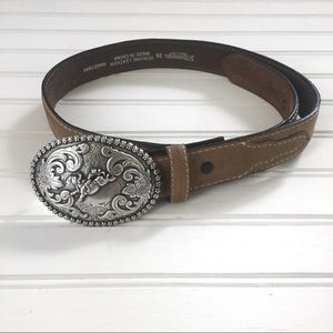 Nocona Leather Belt & Buckle Boys Size 26